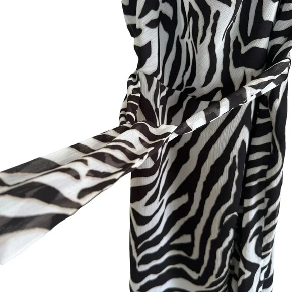 White House Black market Zebra Dress Spaghetti Straps Ruffle high-low Cowl 2 - Picture 9 of 15